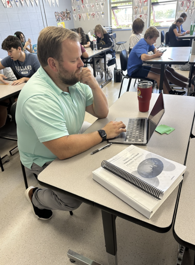 Mr. Meyer works during Mr. Dowling’s class.